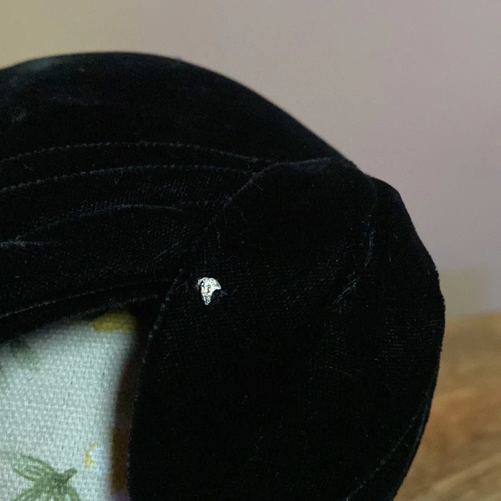 VTG 40’s Black Velvet Rhinestones Fascinator Hat - Picture 11 of 12